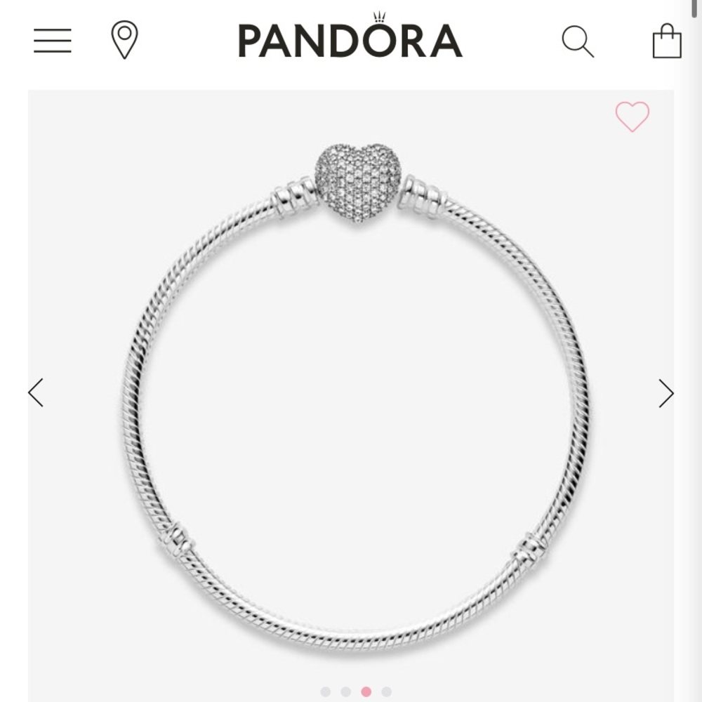 Pandora Moments SnakeChain SparklingHeart Bracelet